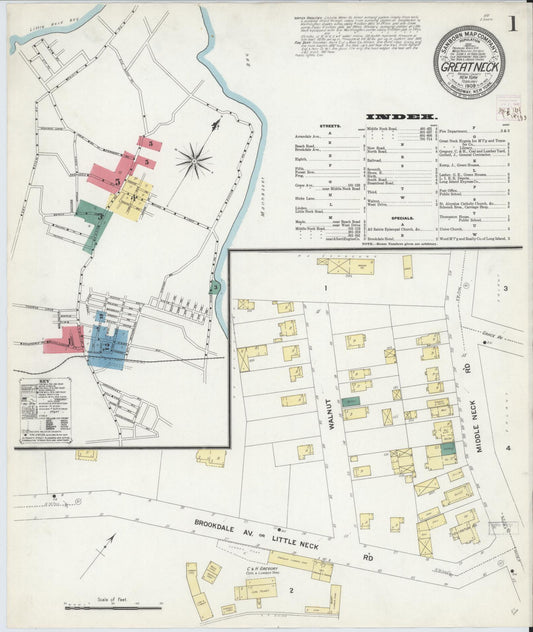 Sanborn Fire Insurance Map from Great Neck, Nassau County, New York. (1909) – Historic Sanborn Fire Insurance Map Print