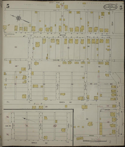Sanborn Fire Insurance Map from Claysville, Washington County, Pennsylvania (1943), Sheet #0005 - Complete Map Set gallery image, historic Sanborn map, vintage wall art, Pennsylvania Pennsylvania