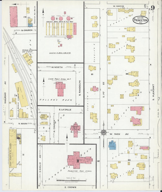 Sanborn Fire Insurance Map from Princeton, Bureau County, Illinois (1918), Sheet #0009 - Historic Sanborn Fire Insurance Map Print, vintage old map wall art, antique decor, genealogy gift, Illinois Illinois map
