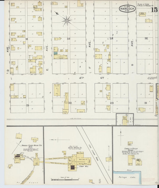 Sanborn Fire Insurance Map from Houghton, Houghton County, Michigan (1893), Sheet #0015 - Historic Sanborn Fire Insurance Map Print, vintage old map wall art, antique decor, genealogy gift, Michigan Michigan map