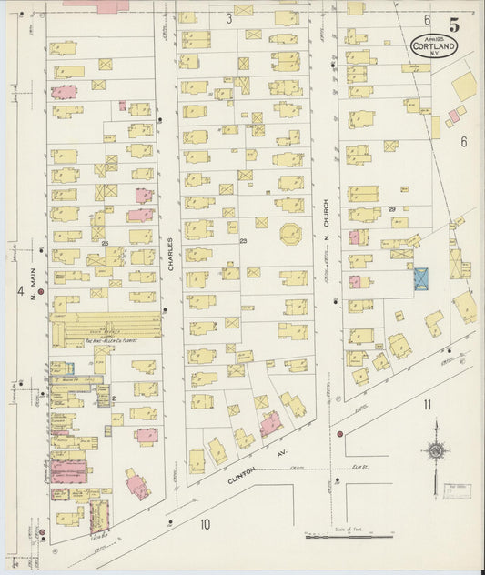 Sanborn Fire Insurance Map from Cortland, Cortland County, New York (1915), Sheet #0005 - Historic Sanborn Fire Insurance Map Print, vintage old map wall art, antique decor, genealogy gift, New York New York map