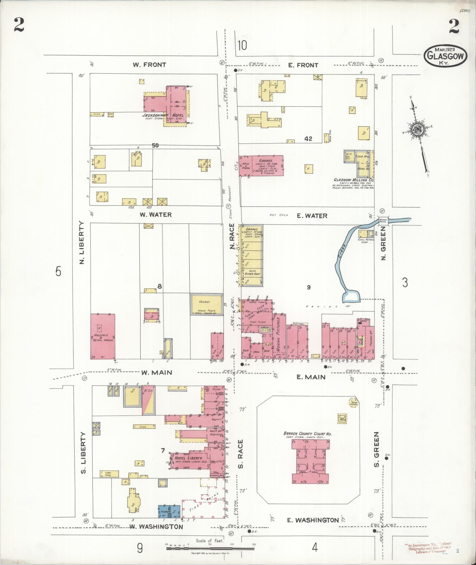 Sanborn Fire Insurance Map from Glasgow, Barren County, Kentucky (1923), Sheet #0002 - Complete Map Set gallery image, historic Sanborn map, vintage wall art, Kentucky Kentucky