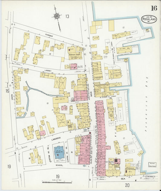 Sanborn Fire Insurance Map from Rockland, Knox County, Maine (1912), Sheet #0016 - Historic Sanborn Fire Insurance Map Print, vintage old map wall art, antique decor, genealogy gift, Maine Maine map