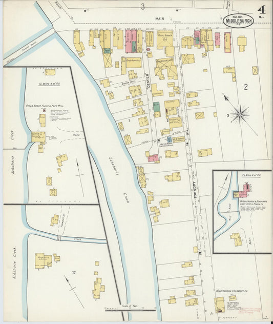 Sanborn Fire Insurance Map from Middleburgh, Schoharie County, New York (1904), Sheet #0004 - Historic Sanborn Fire Insurance Map Print, vintage old map wall art, antique decor, genealogy gift, New York New York map