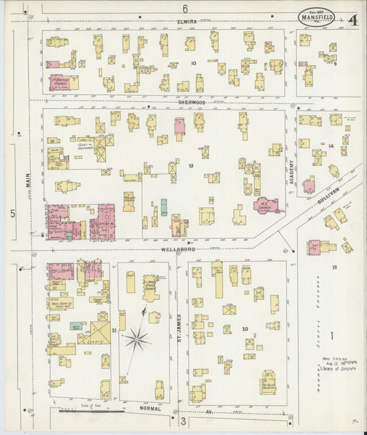Sanborn Fire Insurance Map from Mansfield, Tioga County, Pennsylvania (1897), Sheet #0004 - Historic Sanborn Fire Insurance Map Print, vintage old map wall art, antique decor, genealogy gift, Pennsylvania Pennsylvania map