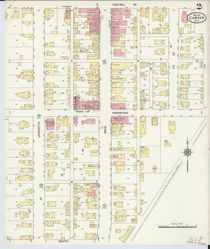 Sanborn Fire Insurance Map from Camden, Preble County, Ohio (1911), Sheet #0002 - Historic Sanborn Fire Insurance Map Print, vintage old map wall art, antique decor, genealogy gift, Ohio Ohio map