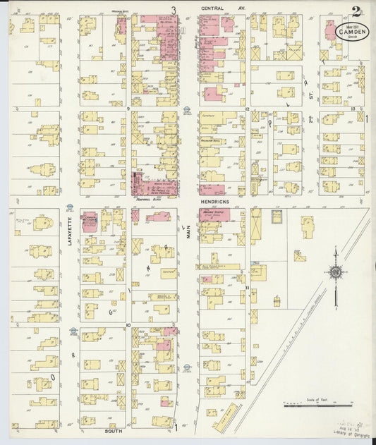 Sanborn Fire Insurance Map from Camden, Preble County, Ohio (1911), Sheet #0002 - Historic Sanborn Fire Insurance Map Print, vintage old map wall art, antique decor, genealogy gift, Ohio Ohio map