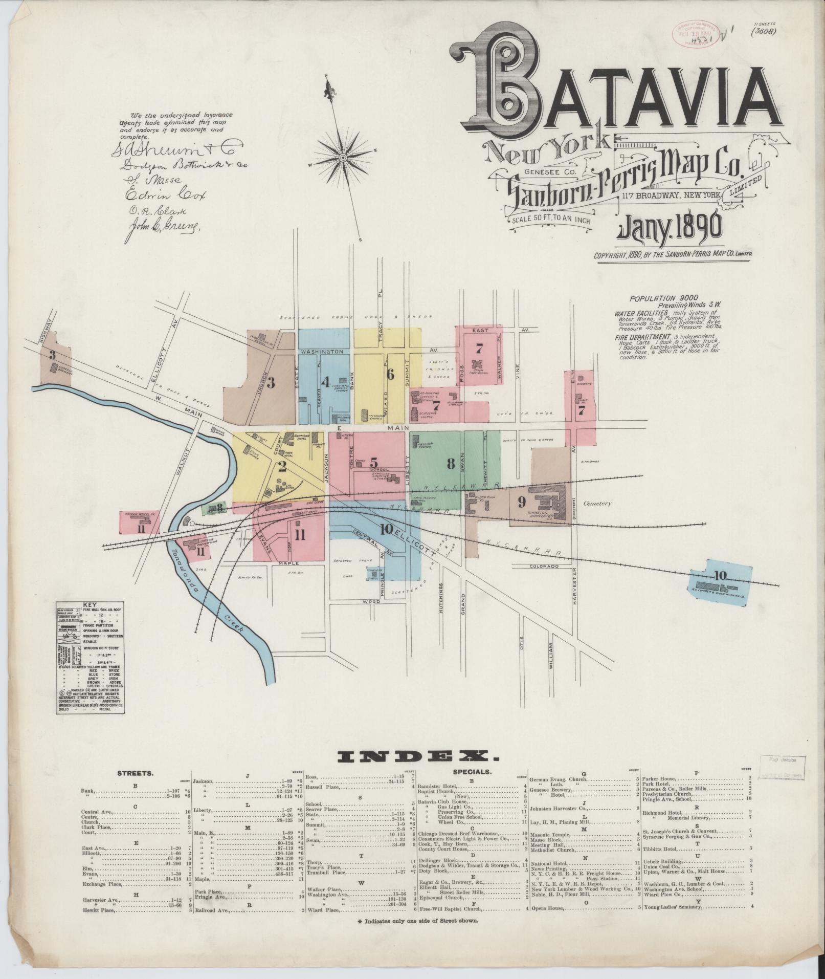 Sanborn Fire Insurance Map from Batavia, Genesee County, New York. (1890) – Historic Sanborn Fire Insurance Map Print