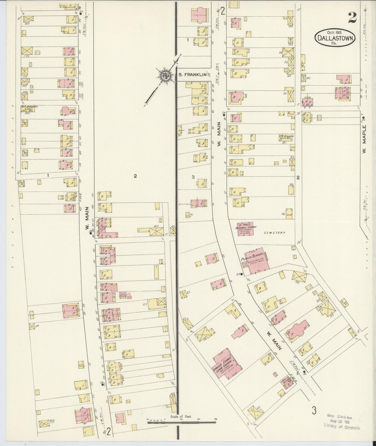 Sanborn Fire Insurance Map from Dallastown, York County, Pennsylvania (1913), Sheet #0002 - Complete Map Set gallery image, historic Sanborn map, vintage wall art, Pennsylvania Pennsylvania