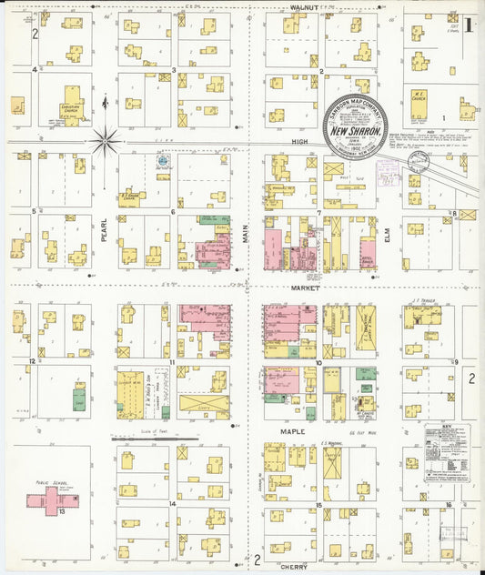 Sanborn Fire Insurance Map from New Sharon, Mahaska County, Iowa (1902), Sheet #0001 - Historic Sanborn Fire Insurance Map Print, vintage old map wall art