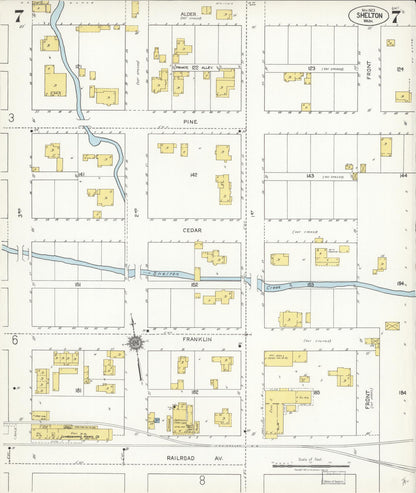 Sanborn Fire Insurance Map from Shelton, Mason County, Washington (1923), Sheet #0007 - Complete Map Set gallery image, historic Sanborn map, vintage wall art, Washington Washington