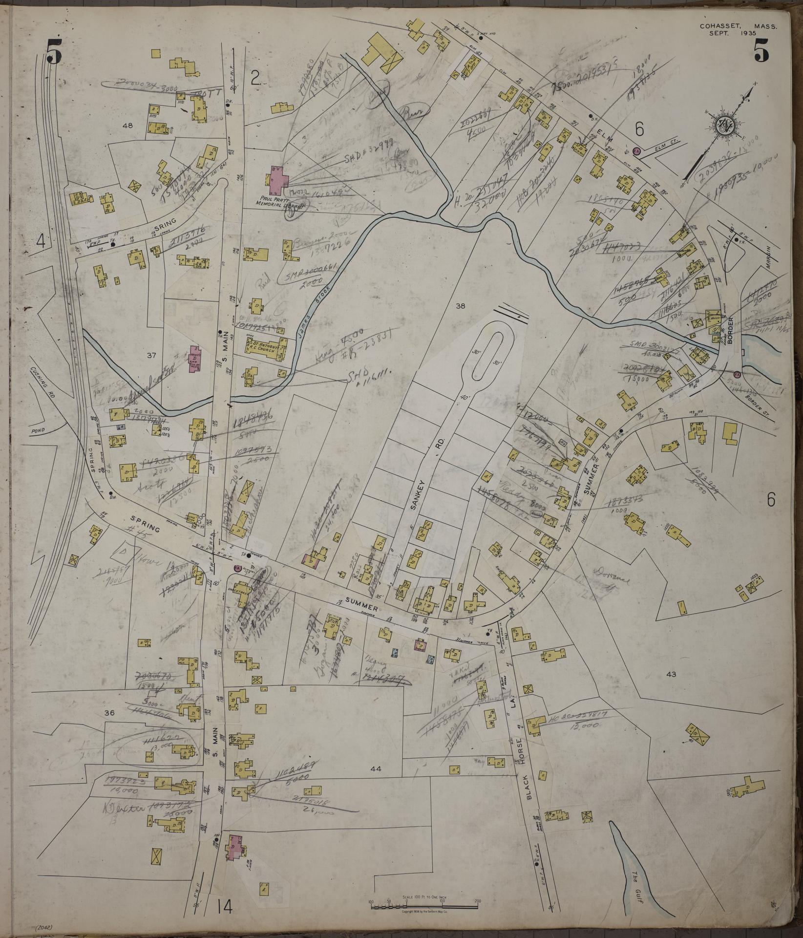 Sanborn Fire Insurance Map from Cohasset, Norfolk County, Massachusetts (1952), Sheet #0005 - Historic Sanborn Fire Insurance Map Print, vintage old map wall art, antique decor, genealogy gift, Massachusetts Massachusetts map