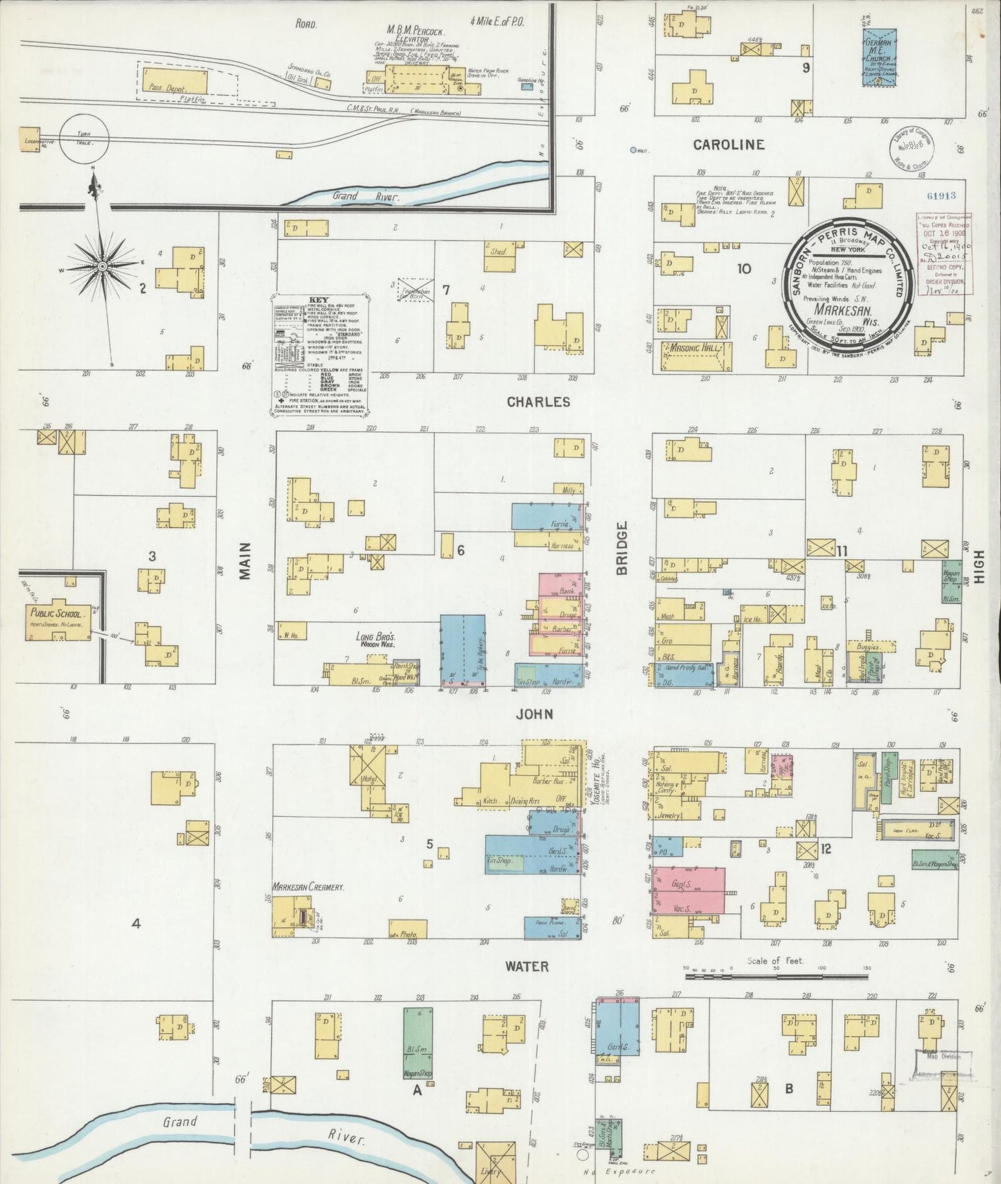 Sanborn Fire Insurance Map from Markesan, Green Lake County, Wisconsin (1900), Sheet #0001 - Historic Sanborn Fire Insurance Map Print, vintage old map wall art, antique decor, genealogy gift, Wisconsin Wisconsin map