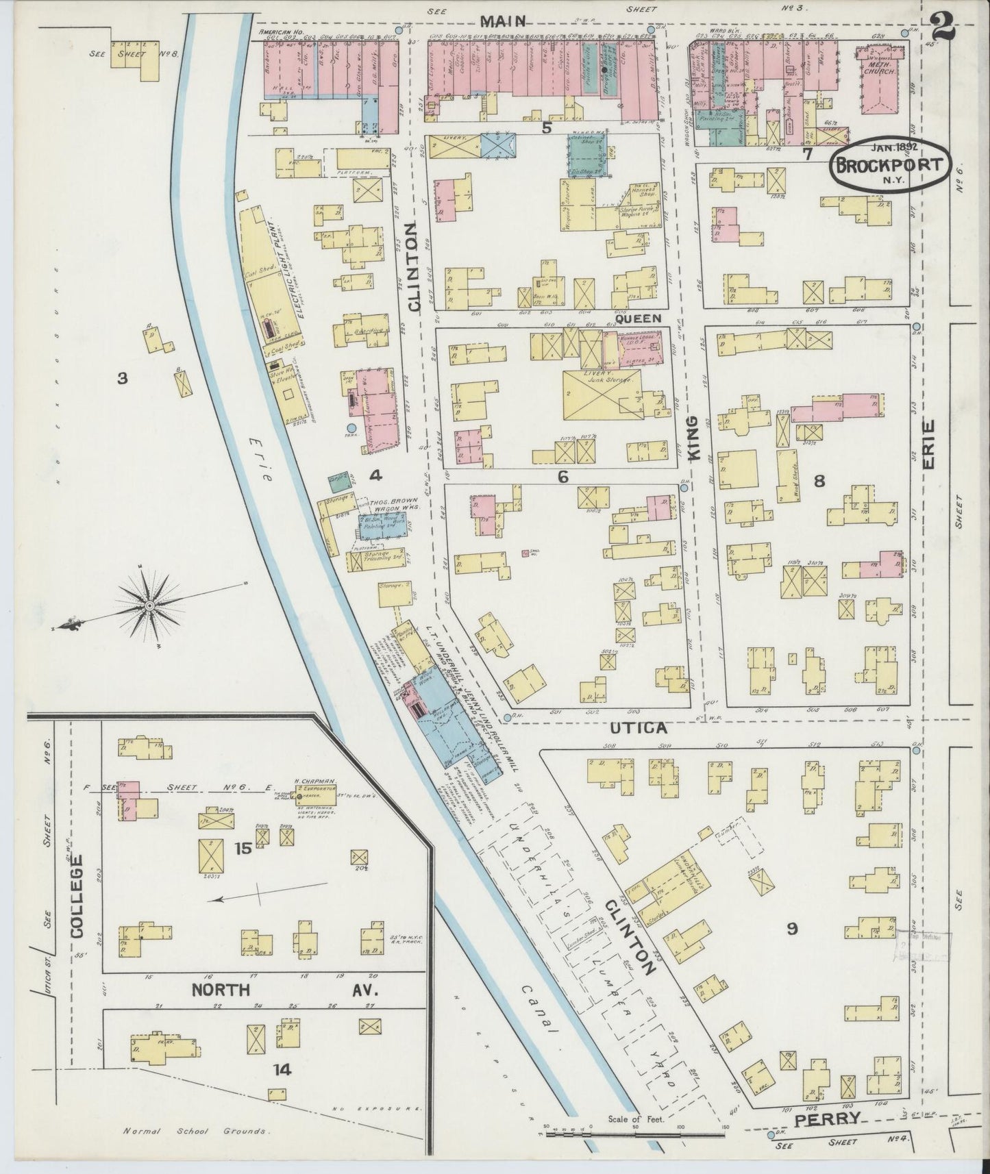 Sanborn Fire Insurance Map from Brockport, Monroe County, New York (1892), Sheet #0002 - Complete Map Set gallery image, historic Sanborn map, vintage wall art, New York New York