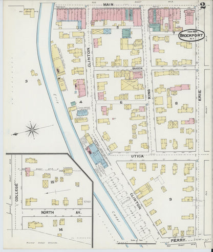 Sanborn Fire Insurance Map from Brockport, Monroe County, New York (1892), Sheet #0002 - Complete Map Set gallery image, historic Sanborn map, vintage wall art, New York New York