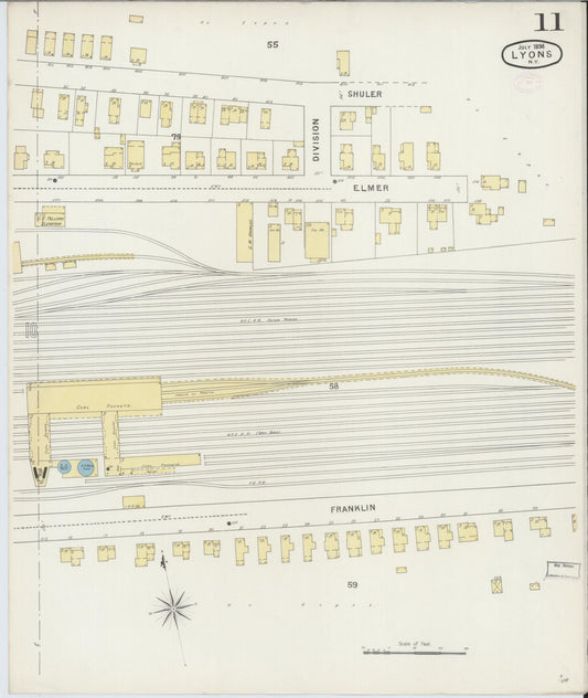 Sanborn Fire Insurance Map from Lyons, Wayne County, New York (1894), Sheet #0011 - Historic Sanborn Fire Insurance Map Print, vintage old map wall art, antique decor, genealogy gift, New York New York map