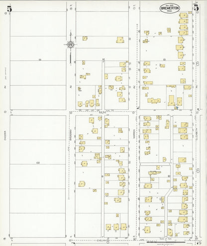 Sanborn Fire Insurance Map from Bremerton, Kitsap County, Washington (1925), Sheet #0005 - Complete Map Set gallery image, historic Sanborn map, vintage wall art, Washington Washington