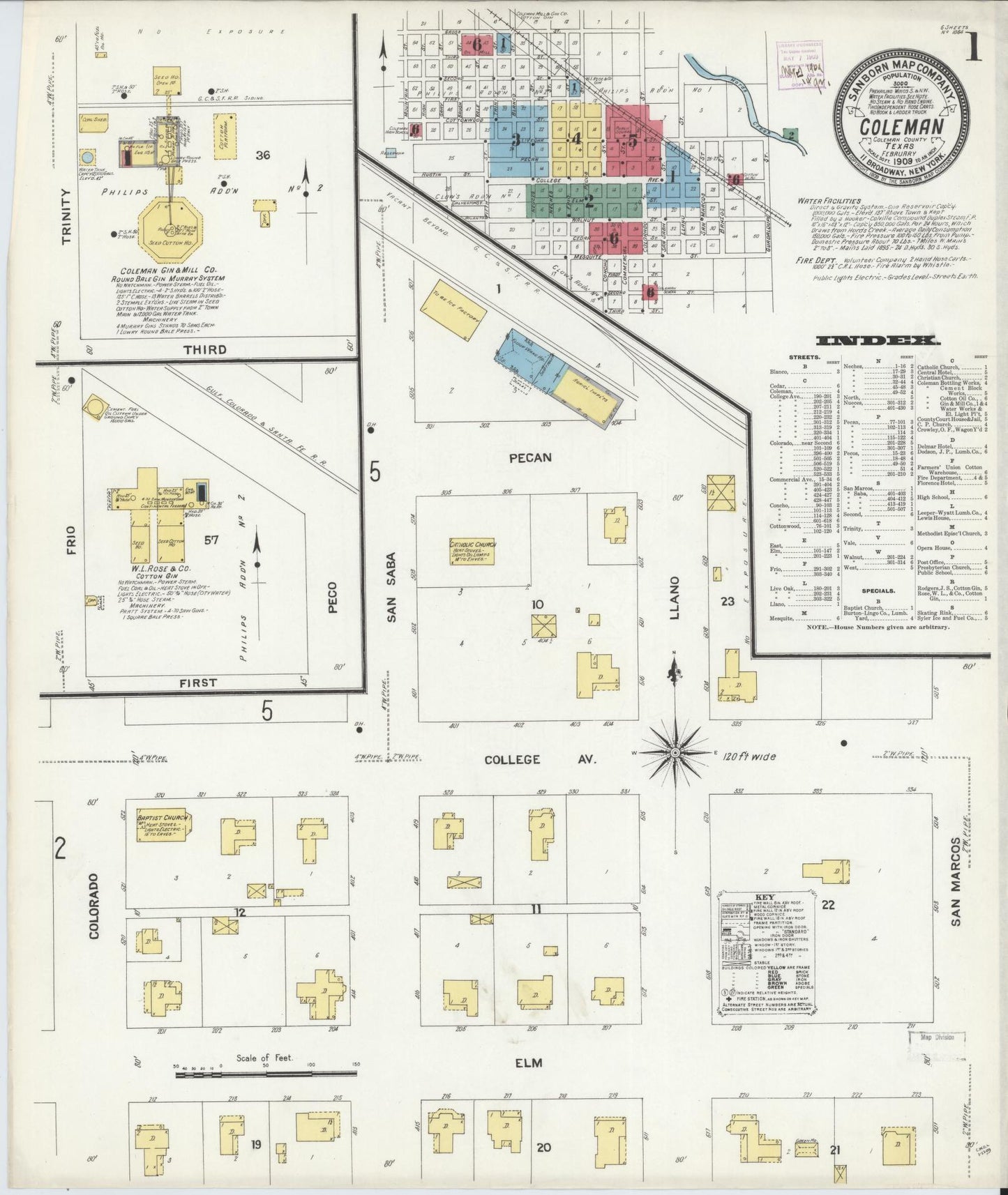 Sanborn Fire Insurance Map from Coleman, Coleman County, Texas. (1909) – Historic Sanborn Fire Insurance Map Print