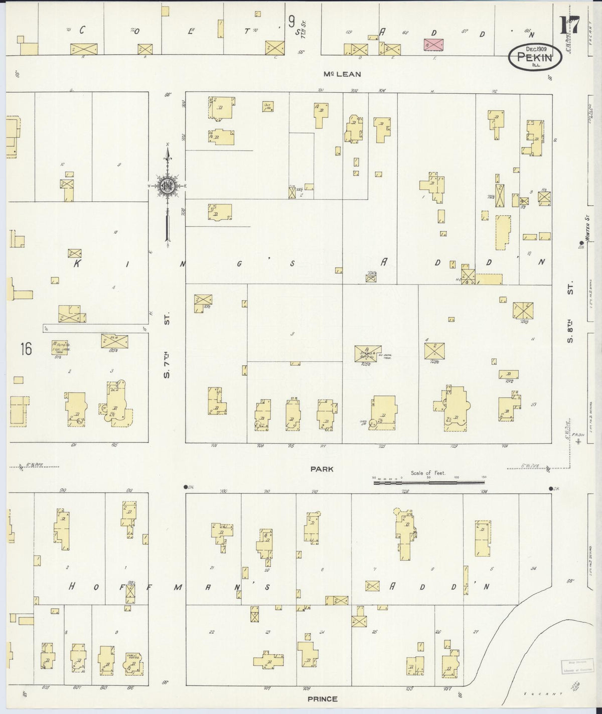 Sanborn Fire Insurance Map from Pekin, Tazewell County, Illinois (1909), Sheet #0017 - Historic Sanborn Fire Insurance Map Print, vintage old map wall art, antique decor, genealogy gift, Illinois Illinois map