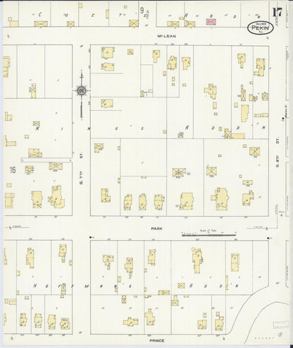 Sanborn Fire Insurance Map from Pekin, Tazewell County, Illinois (1909), Sheet #0017 - Historic Sanborn Fire Insurance Map Print, vintage old map wall art, antique decor, genealogy gift, Illinois Illinois map