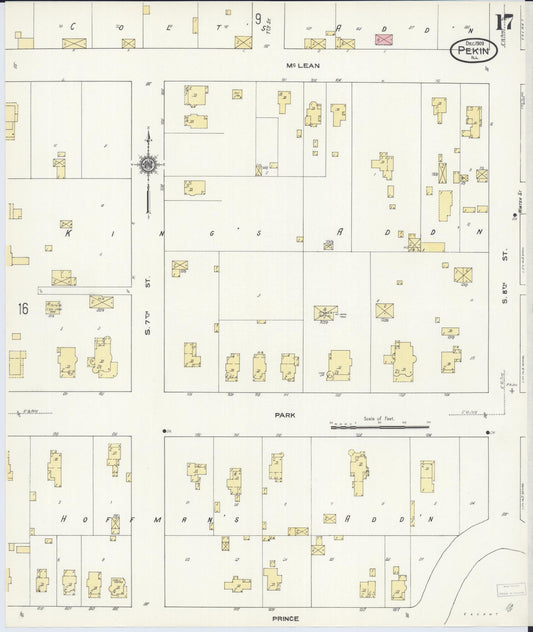 Sanborn Fire Insurance Map from Pekin, Tazewell County, Illinois (1909), Sheet #0017 - Historic Sanborn Fire Insurance Map Print, vintage old map wall art, antique decor, genealogy gift, Illinois Illinois map