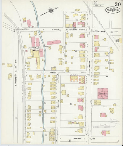 Sanborn Fire Insurance Map from Washington, Washington County, Pennsylvania (1909), Sheet #0030 - Historic Sanborn Fire Insurance Map Print, vintage old map wall art, antique decor, genealogy gift, Pennsylvania Pennsylvania map