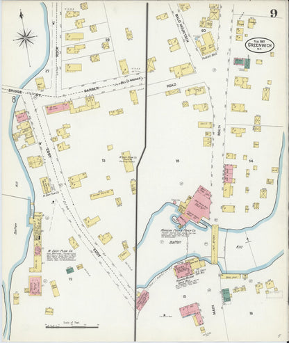 Sanborn Fire Insurance Map from Greenwich, Washington County, New York (1907), Sheet #0009 - Historic Sanborn Fire Insurance Map Print, vintage old map wall art, antique decor, genealogy gift, New York New York map