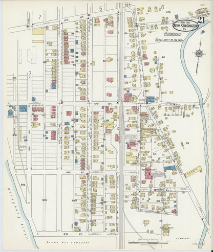 Sanborn Fire Insurance Map from New Kensington, Westmoreland County, Pennsylvania (1921), Sheet #0021 - Historic Sanborn Fire Insurance Map Print, vintage old map wall art, antique decor, genealogy gift, Pennsylvania Pennsylvania map