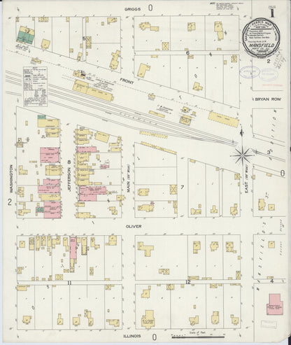 Sanborn Fire Insurance Map from Mansfield, Piatt County, Illinois (1898), Sheet #0001 - Complete Map Set gallery image, historic Sanborn map, vintage wall art, Illinois Illinois