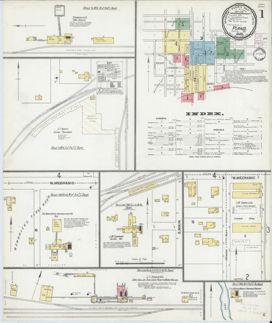 Sanborn Fire Insurance Map from Plano, Collin County, Texas (1901), Sheet #0001 - Complete Map Set gallery image, historic Sanborn map, vintage wall art, Texas Texas