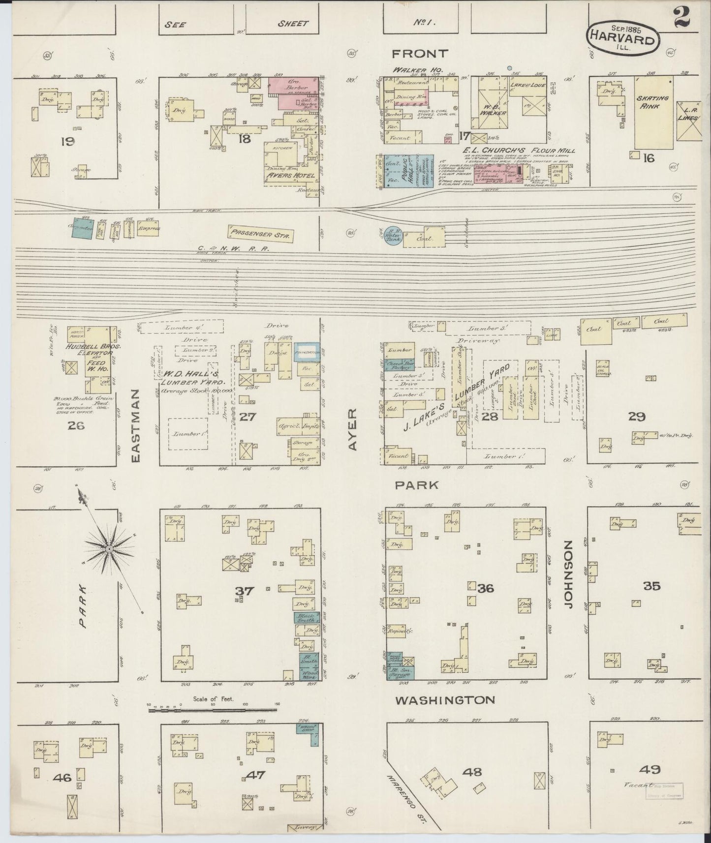 Sanborn Fire Insurance Map from Harvard, McHenry County, Illinois (1885), Sheet #0002 - Historic Sanborn Fire Insurance Map Print, vintage old map wall art, antique decor, genealogy gift, Illinois Illinois map