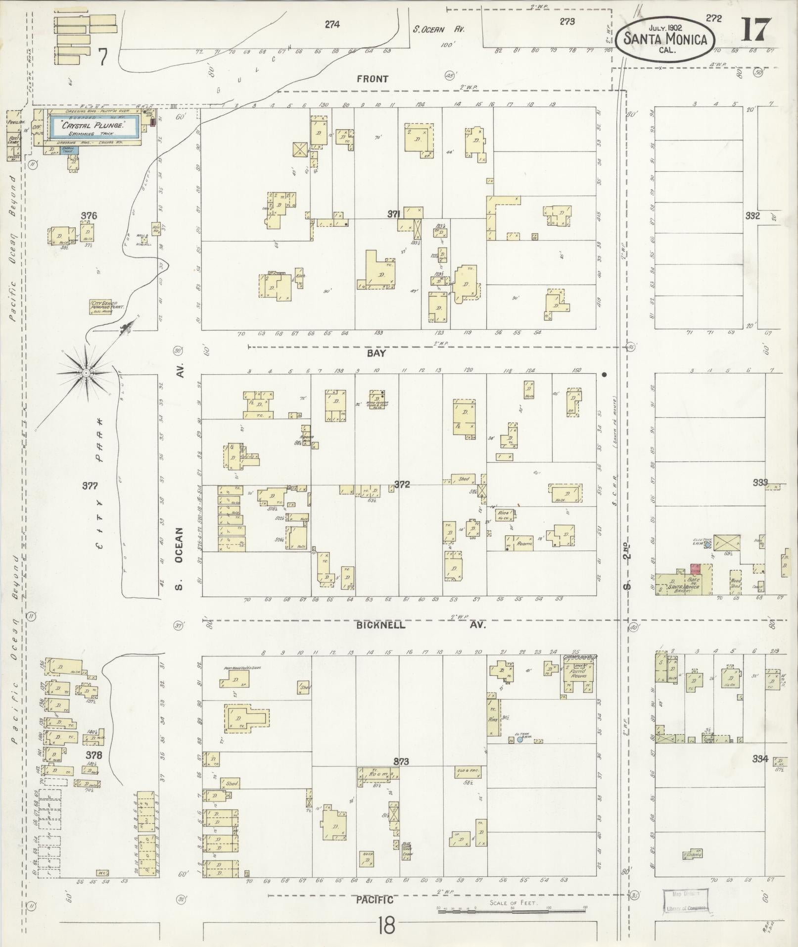 Sanborn Fire Insurance Map from Santa Monica, Los Angeles County, California (1902), Sheet #0017 - Complete Map Set gallery image, historic Sanborn map, vintage wall art, California California