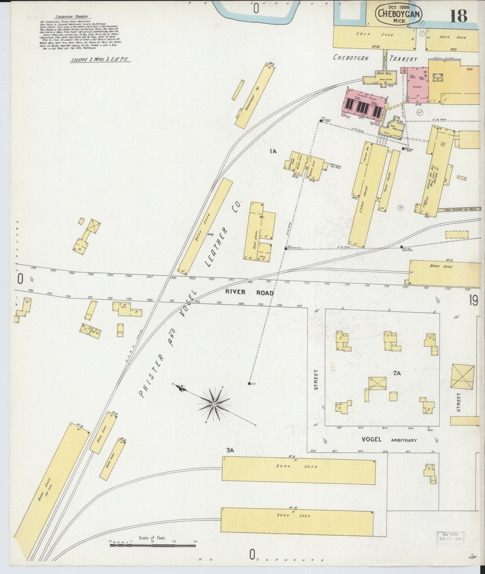Sanborn Fire Insurance Map from Cheboygan, Cheboygan County, Michigan (1900), Sheet #0018 - Historic Sanborn Fire Insurance Map Print, vintage old map wall art, antique decor, genealogy gift, Michigan Michigan map