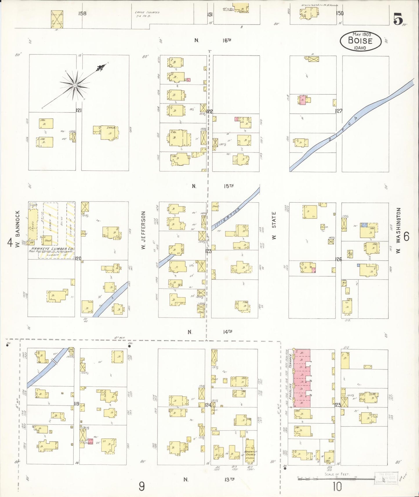 Sanborn Fire Insurance Map from Boise, Ada County, Idaho (1903), Sheet #0005 - Complete Map Set gallery image, historic Sanborn map, vintage wall art, Idaho Idaho