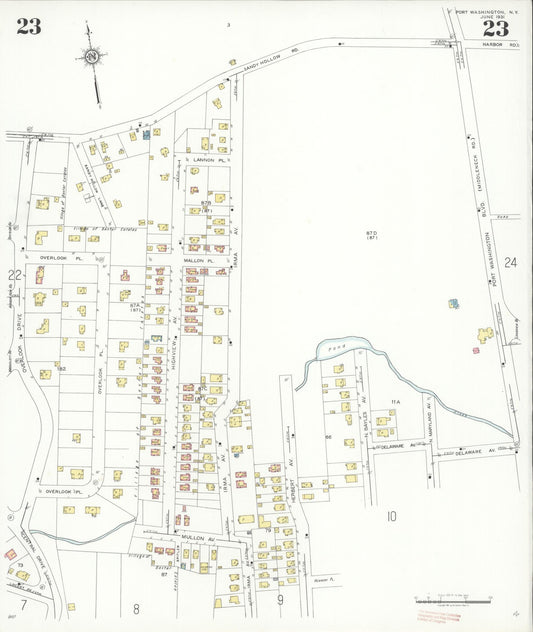 Sanborn Fire Insurance Map from Port Washington, Nassau County, New York (1931), Sheet #0023 - Historic Sanborn Fire Insurance Map Print, vintage old map wall art, antique decor, genealogy gift, New York New York map