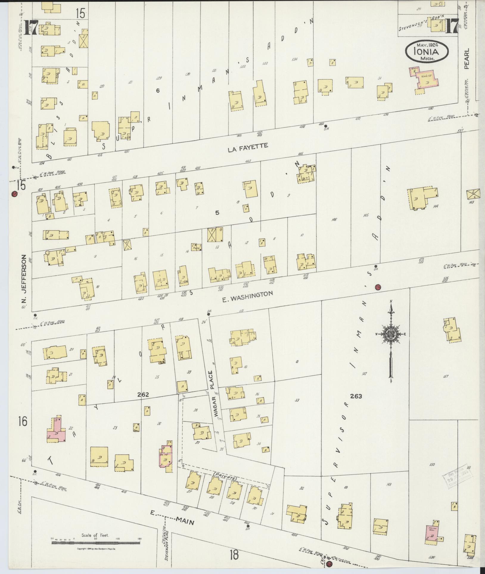 Sanborn Fire Insurance Map from Ionia, Ionia County, Michigan (1924), Sheet #0017 - Complete Map Set gallery image, historic Sanborn map, vintage wall art, Michigan Michigan