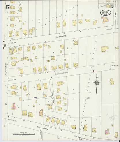 Sanborn Fire Insurance Map from Ionia, Ionia County, Michigan (1924), Sheet #0017 - Complete Map Set gallery image, historic Sanborn map, vintage wall art, Michigan Michigan