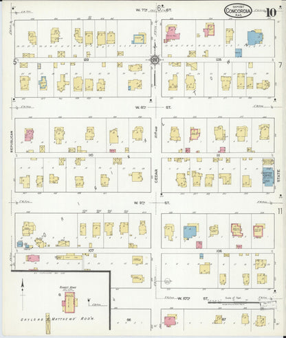Sanborn Fire Insurance Map from Concordia, Cloud County, Kansas (1917), Sheet #0010 - Complete Map Set gallery image, historic Sanborn map, vintage wall art, Kansas Kansas
