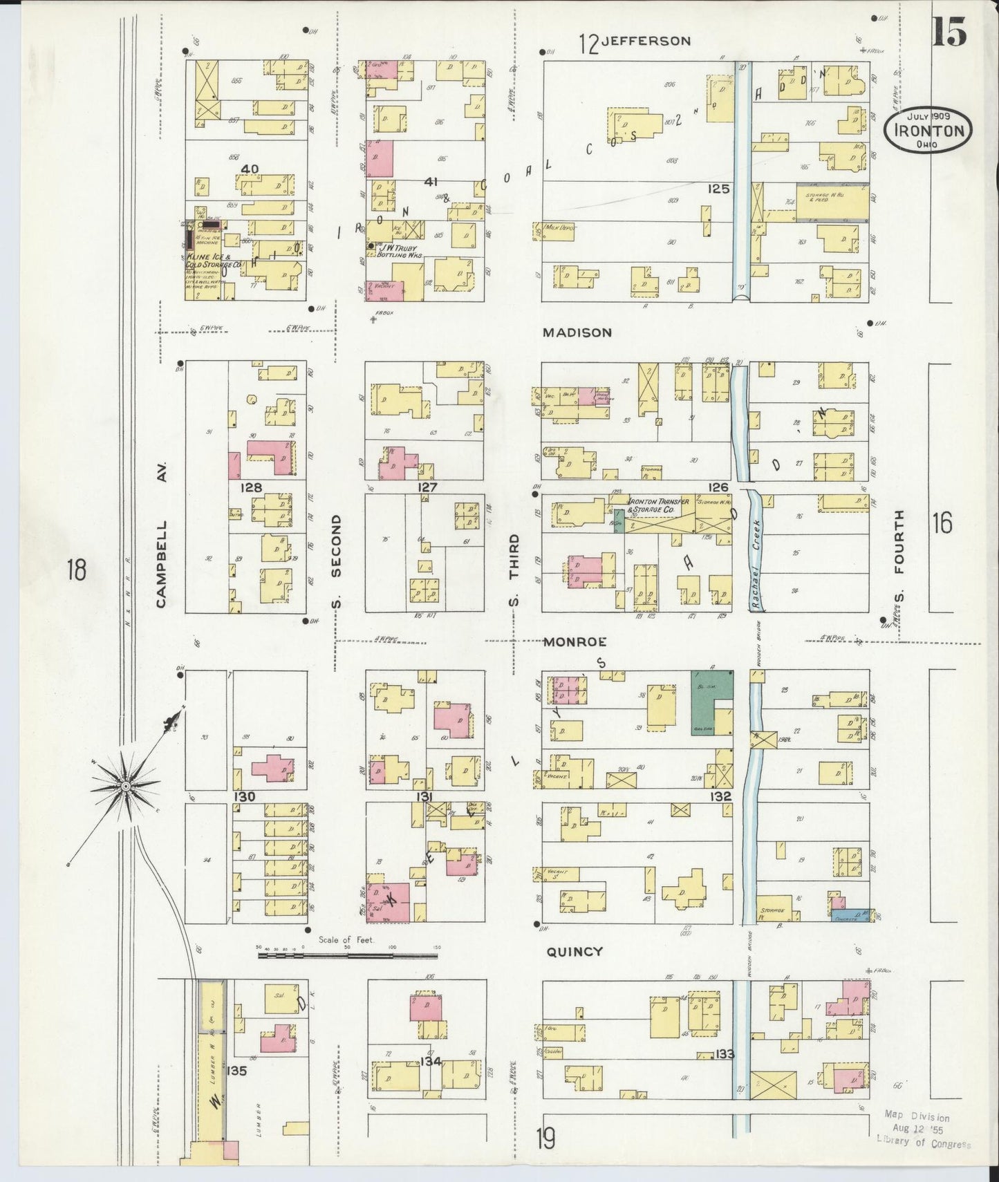 Sanborn Fire Insurance Map from Ironton, Lawrence County, Ohio (1909), Sheet #0015 - Historic Sanborn Fire Insurance Map Print, vintage old map wall art, antique decor, genealogy gift, Ohio Ohio map