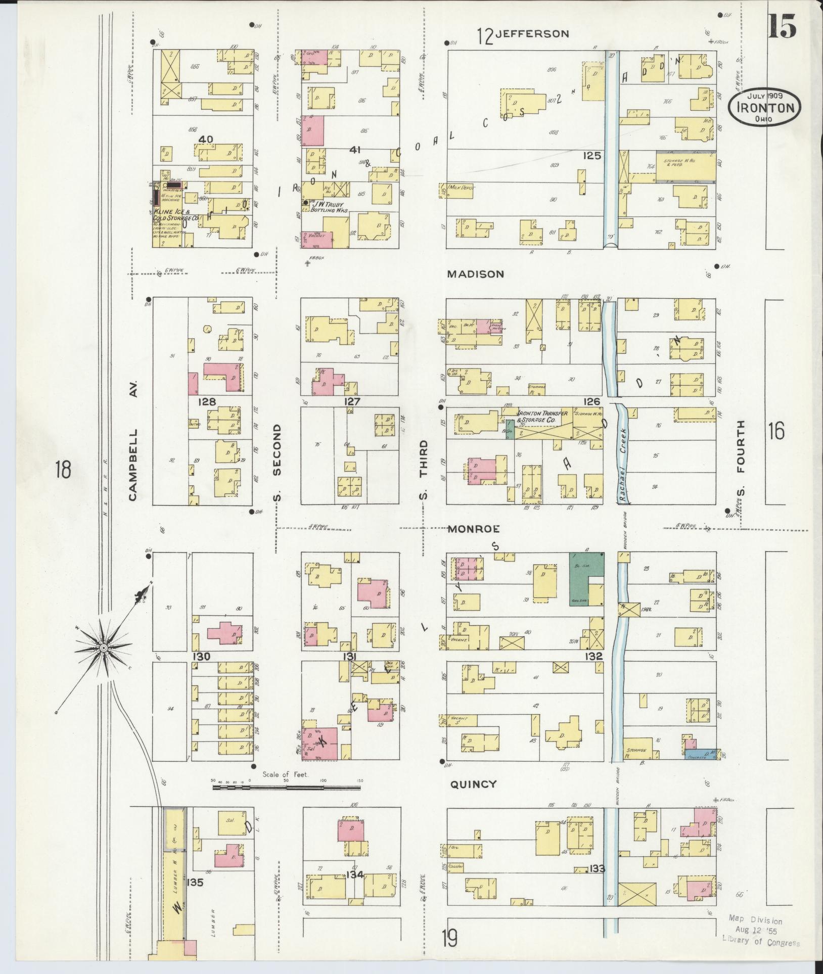 Sanborn Fire Insurance Map from Ironton, Lawrence County, Ohio (1909), Sheet #0015 - Historic Sanborn Fire Insurance Map Print, vintage old map wall art, antique decor, genealogy gift, Ohio Ohio map