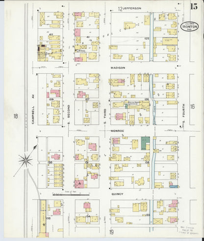 Sanborn Fire Insurance Map from Ironton, Lawrence County, Ohio (1909), Sheet #0015 - Historic Sanborn Fire Insurance Map Print, vintage old map wall art, antique decor, genealogy gift, Ohio Ohio map