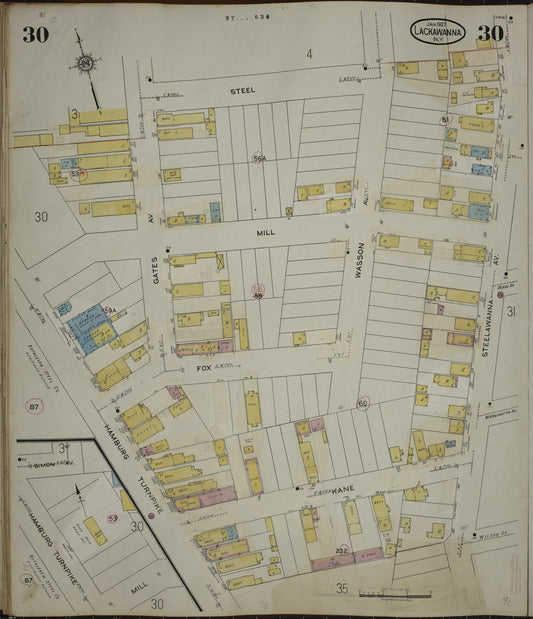 Sanborn Fire Insurance Map from Lackawanna, Erie County, New York (1950), Sheet #0030 - Historic Sanborn Fire Insurance Map Print, vintage old map wall art, antique decor, genealogy gift, New York New York map