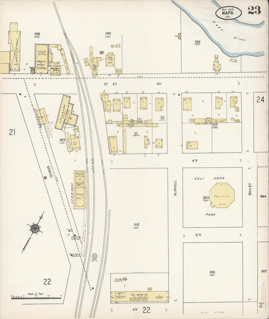 Sanborn Fire Insurance Map from Napa, Napa County, California (1910), Sheet #0023 - Historic Sanborn Fire Insurance Map Print, vintage old map wall art, antique decor, genealogy gift, California California map