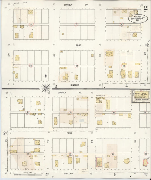 Sanborn Fire Insurance Map from Davenport, Lincoln County, Washington (1930), Sheet #0002 - Historic Sanborn Fire Insurance Map Print, vintage old map wall art, antique decor, genealogy gift, Washington Washington map