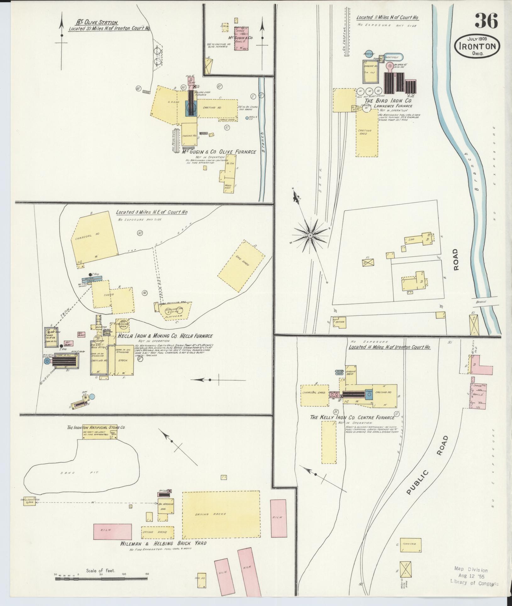 Sanborn Fire Insurance Map from Ironton, Lawrence County, Ohio (1909), Sheet #0036 - Historic Sanborn Fire Insurance Map Print, vintage old map wall art, antique decor, genealogy gift, Ohio Ohio map