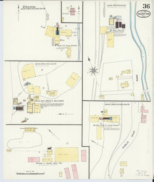Sanborn Fire Insurance Map from Ironton, Lawrence County, Ohio (1909), Sheet #0036 - Historic Sanborn Fire Insurance Map Print, vintage old map wall art, antique decor, genealogy gift, Ohio Ohio map