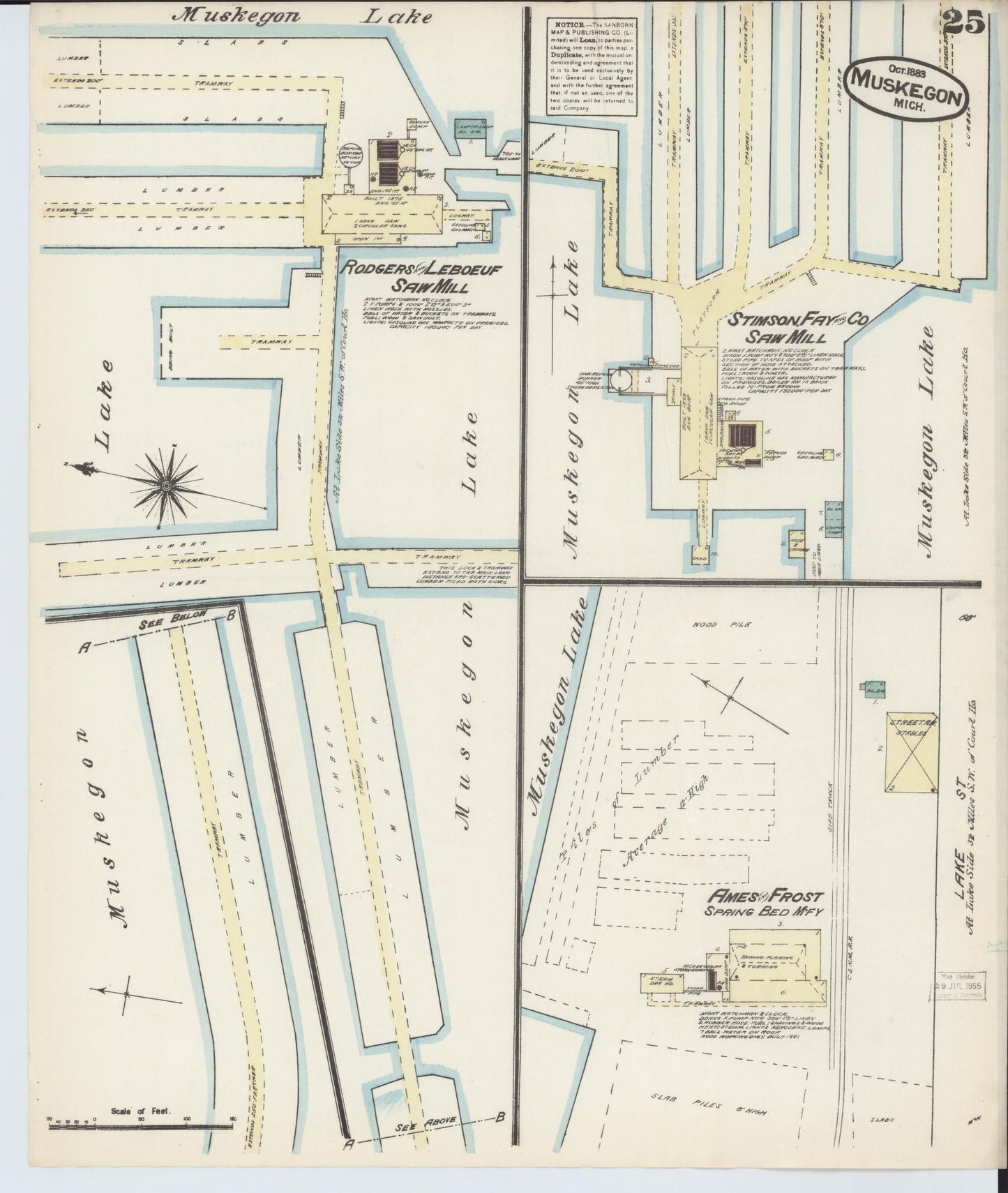 Sanborn Fire Insurance Map from Muskegon, Muskegon County, Michigan (1883), Sheet #0025 - Complete Map Set gallery image, historic Sanborn map, vintage wall art, Michigan Michigan