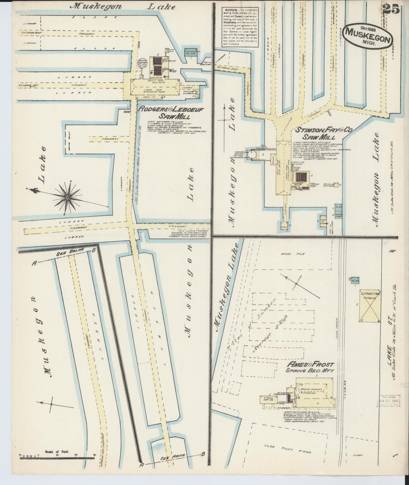 Sanborn Fire Insurance Map from Muskegon, Muskegon County, Michigan (1883), Sheet #0025 - Complete Map Set gallery image, historic Sanborn map, vintage wall art, Michigan Michigan