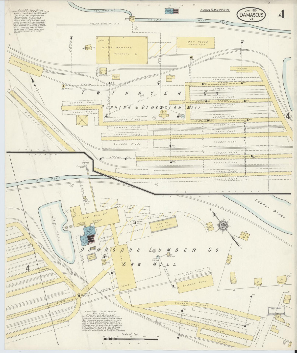 Sanborn Fire Insurance Map from Damascus, Washington County, Virginia (1913), Sheet #0004 - Complete Map Set gallery image, historic Sanborn map, vintage wall art, Virginia Virginia