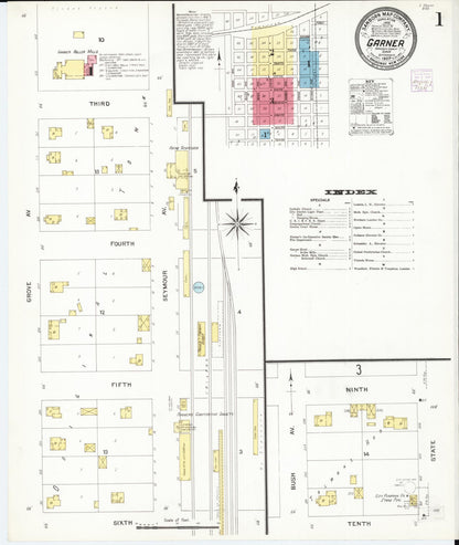 Sanborn Fire Insurance Map from Garner, Hancock County, Iowa (1907), Sheet #0001 - Historic Sanborn Fire Insurance Map Print